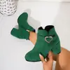 Botas femininas estilo britânico Martin, novos modelos outono e inverno, bico redondo, salto médio grosso, botas femininas de corte baixo, botas Chelsea pretas atacado