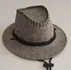 Chapéu de Cowboy Masculino de Verão Material de Cânhamo Texturizado Proteção Solar Copa Pequena Chapéu de Sol Chapéu de Praia Chapéu de Equitação