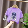 Camiseta de manga larga para niño, capa base para niños medianos y mayores, ropa interior, camiseta 100% algodón, estilo Primavera/Otoño 2026, top tipo dos piezas falso, atractivo