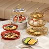 Mesa de Centro para Frutas de Múltiples Capas Plato para Dulces Sala de Estar Hogar Plato para Snacks Plato para Frutas Snacks Textura Glaciar Resistente a Caídas Plato Péndulo