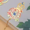 Marcador de Página Metálico Série Mini Flor Criativa Latão com Borla Estilo Chinês Clássico em Estoque Estilo Fofo