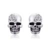 Europa y Estados Unidos deseo transfronterizo joyería más vendida personalidad divertido retro aretes de calavera lisa con incrustaciones de diamantes para hombres y mujeres Halloween