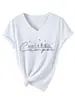 Camper Feliz Amazon Ebay Sitio Independiente Camiseta Casual Versátil Elegante de Mujer Cuello en V Manga Corta Camiseta Base