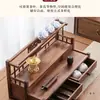 Estante de Almacenamiento para Juego de Té Nogal Americano Doble Capa Estante Bogu Madera Maciza China Tetera Taza de Té de Arena Morada Estante Escurridor