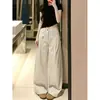 Calça de terno reta folgada de outono feita sob medida para mulheres, cintura alta, afina a silhueta, versão estreita, com leve caimento, adequada para figuras baixinhas, calça pantalona