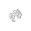 Anillo de Encaje Hueco Irregular Incrustado con Diamantes de Plata Esterlina 925 para Mujer, Simple y Lujoso, Anillo Abierto de Estilo Elegante