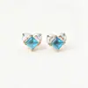 Brincos de Coração de Zircônia Azul Super Brilhantes Acessórios de Moda Feminina Frescos, Doces, Românticos, Fofos, de Alta Qualidade