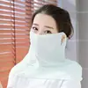 Primavera y Verano nueva máscara de color liso para mujer, protección alargada del cuello para viajes al aire libre, seda helada, protección solar, máscara antipolvo, venta al por mayor de fábrica