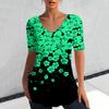 Camiseta Divertida para Mujer 2024 Verano Manga Corta Top Cuello en V Holgada Estampado de Flores Ropa Retro Camiseta de Mujer
