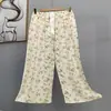 Pantalones de pijama de algodón para mujer, verano, finos, estampados, casuales, de pierna ancha, pueden usar mujeres embarazadas, comercio exterior, pantalones de talla grande