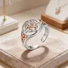 Anillo Celta Bicolor Transfronterizo Europeo y Americano Diseño de Nicho para Mujer Lujo Ligero Gama Alta Anillo de Bruja Regalo para Novia