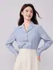Camisa Blanca de Gasa con Cuello de Traje, Manga Larga, Temporada de Otoño, Atuendo Formal para Entrevista de Calificación Docente, Adecuada para Mujeres Petite
