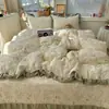 Conjunto de quatro peças estilo colcha de gaze dupla camada tipo nuvem INS francês tipo renda algodão lavado com água pura capa de edredom acolchoada de algodão