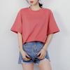 Camiseta de Manga Corta Lisa Color Caramelo para Fiesta de Novia de Verano para Mujer Cuello Redondo Holgada Estudiante Camisa Base de Media Manga Top