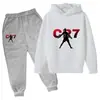 Comercio Exterior Primavera y Otoño Ropa para Niños Sudadera con Estampado de Letras CR7 Conjunto de Pantalones Ropa Deportiva Casual para Niños de Edad Media de 3 a 13 Años