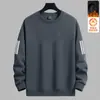 Moletom com forro de fleece masculino, estilo outono e inverno, gola redonda, manga longa, blusa básica, top versátil casual solto, roupas masculinas