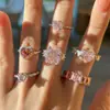 Más Vendido en Stock: Anillo de Plata de Ley S925 con Forma de Corazón para Mujer, Diamante de Alto Carbono de Alta Calidad, Anillo Rosa Súper Brillante con Forma de Corazón para Mujer 925