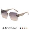 2023 nuevas gafas de sol sin marco, gafas de sol de moda europea y americana con montura grande cuadrada, gafas de sol de alta gama para mujer al por mayor