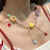 Coleção Flor de Íris~Colar de Flores Doces com Contas Estilo Floresta com Toque de Luxo, Design de Nicho, Corrente para Clavícula Dopamina de Primavera e Verão