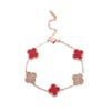 Pulsera de trébol de cuatro hojas de acero de titanio inmarcesible con diamantes, pulsera de dijes de moda de oro rosa de 18 quilates, estilo europeo y americano, pulsera de cinco flores