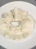 Elástico de Cabelo Scrunchie Listrado com Renda Estilo Coreano para Mulheres, Acessório de Cabelo Suave e Elegante, Elástico de Cabelo Scrunchie Estilo Coreano