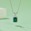 ZH01O collar rectangular de cultivo sintético artificial Esmeralda chapado en plata S925 platino 1.25CT moda de lujo ligero ins