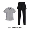 Traje Deportivo de Manga Corta para Correr para Mujer, Pantalones Ajustados de Cintura Alta, Camiseta Transpirable de Secado Rápido, Conjunto de Dos Piezas para Yoga y Fitness