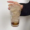 Vasos de vidrio apilables de estilo retro con rayas verticales para cafeterías, perfectos para Americanos helados, lattes y otras bebidas; tazas de café y vasos de agua de gran capacidad