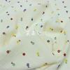 Tela de crepé de gasa de algodón de doble capa con pequeñas flores para ropa de niños, tela para pijamas
