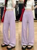 Calça Esportiva Roxa de Secagem Rápida para Mulheres, Calça Fina Super Bonita para o Verão, Novo Estilo 2026, Calça Reta Slim para Mulheres Baixas