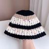 Gorro de Punto con Combinación de Colores Granulados Japoneses para Mujer, Invierno, Versátil, Casual, Gorro de Pescador, Gorro Cálido de Lana