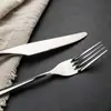 Juego de cuchillo, tenedor y cuchara de mango delgado de acero inoxidable 410 tipo 'luz de luna', juego de cubiertos estilo francés para hoteles, restaurantes y uso doméstico, al por mayor