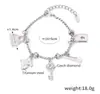 Pulsera Colgante Retro Multielemento Incrustada con Diamantes para Mujer, Pulsera de Acero de Titanio de Oro de 18K que No se Desvanece, Venta al por Mayor de Joyería