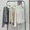 Hermoso conjunto de ropa estilo japonés Ruoxin, cárdigan de punto de encaje puro y seductor, conjunto de dos piezas de moda para mujer con camisola de lunares y manga larga
