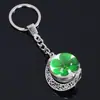 Chaveiro de Trevo de Quatro Folhas Fluorescente, Chaveiro de Bola de Cristal Brilhante da Sorte, Chaveiro Grande de Cristal de Trevo de Quatro Folhas Giratório