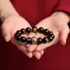 Pulsera Guardián de Obsidiana Natural Aleación Cuerpo H Barril F Cuentas Pulsera para Hombres Mujeres Zodiaco Año de Nacimiento Buda Yaoyan Venta al por Mayor