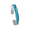 1811 Diseño de Nicho Textura Irregular Estilo Lujo Ligero Nuevo Estilo Chino Pulsera de Plata de Ley S925 Abierta Forma de Gota de Gel Pulsera para Mujer