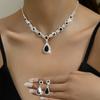 Nueva joyería de moda europea y americana con gemas de cristal de alta calidad para mujer, collar con gotas de agua, pendientes, pulsera y anillo.
