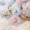 Flor de gasa de hibisco simulada flor artificial material para tocado pasador hecho a mano DIY accesorios para sombrero de paja de ropa