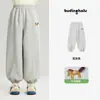 Pantalón Deportivo para Niñas Pudding Haru 2026 Primavera Nuevo Estilo Simple Versátil Pantalón de Chándal Holgado Infantil con Logo de Pony