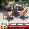 Conjunto de Mesa e Cadeiras de Alumínio Fundido para Exterior de Três ou Cinco Peças, Mobiliário de Ferro Forjado à Prova d'Água para Lazer ao Ar Livre, Varanda, Jardim e Pátio