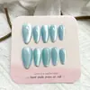 Uñas Almendradas Personalizadas, Parches para Uñas Ojo de Gato Aurora, Parches para Uñas Portátiles, Manicura Hecha a Mano Codificada de Alta Gama de 10 Piezas