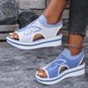 Zapatos Casuales de Malla de Gran Tamaño Transfronterizos para Mujer 2026 Nuevos Zapatos con Suela Gruesa de Punta Abierta Sandalias de Moda Bordadas Tejido Volador Talla 43
