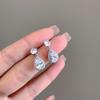 Brincos de zircônia de alta qualidade, bonitos e modernos, em forma de gota d'água, brincos micro-cravados em liga de cobre, brincos com pino de prata, femininos 44148