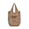 Bolsa de Palha Artesanal Bordada com Letras Vazadas, Versátil, Grande Capacidade, Popularidade Transfronteiriça, Bolsa de Mão de Rede Tecida para Compras Feminina