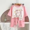 7A Ropa de Casa Antibacteriana de Tencel para Niños Dibujos Animados Lindo Niños Medianos y Grandes Verano Manga Corta Pantalones Cortos Traje de Pijama para Niños