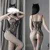 Lencería Sexy Tentación Sexy Sin Quitarse Pieza Única Calcetines Abiertos talla extra Malla