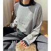 Inverno Novo Estilo Coreano Preguiçoso Retrô Casual Listrado Gola Redonda Suéter Solto Amigo da Pele Macio Tricotado Top para Mulheres