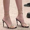 Zapatos de Tacón Alto Delgado con Forma de Serpiente Enrollada de Cristal para Mujer 2026 Nuevas Sandalias Sexy de Una Correa con Punta Abierta para Mujer