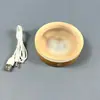 Pantalla táctil LED base de madera maciza iluminada inalámbrica redonda DIY adorno de luz nocturna acrílico cristal pantalla almohadilla de luz